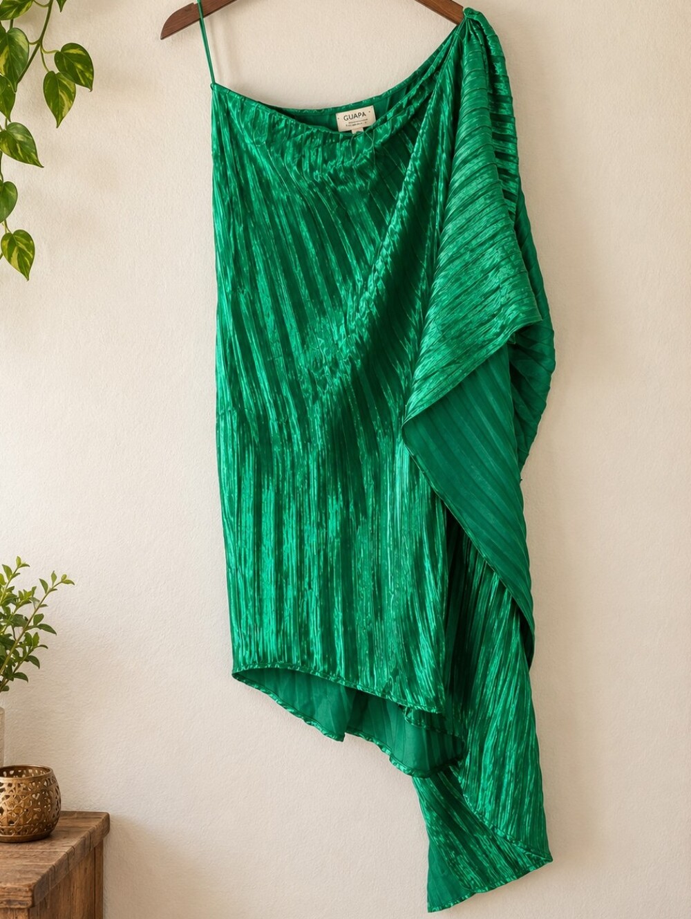 Guapa by Anthropologie One Shoulder Mini Asymmetrical Pleated Dress Sz 12 *NWT